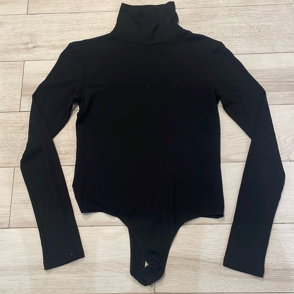 Vintage Barbara Bui Paris Finely Ribbed Mock Neck Body Suit - SMALL -
